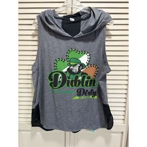 Dublin Dirty Sports Tek Sleeveless Graphic T Shirt Size XXL Leprechaun Mesh Hood